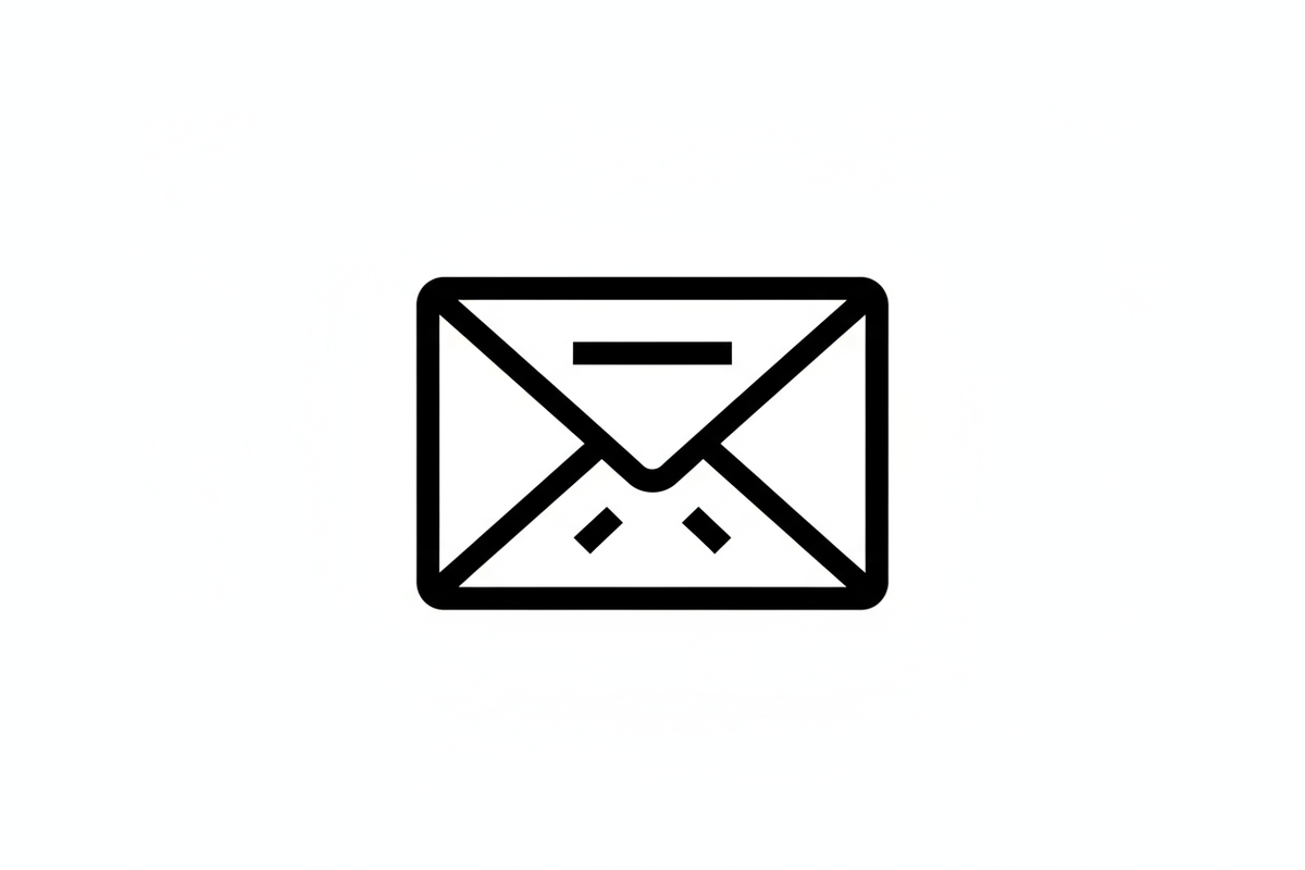 create an email icon with black and white on the white backgournd